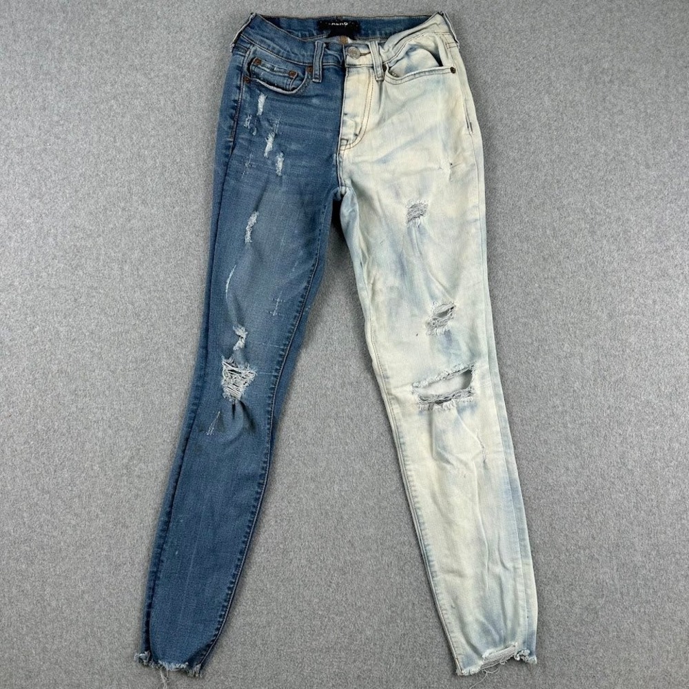 AERO Womens Skinny‎ Jeans Size 0 High Rise Distressed split wash